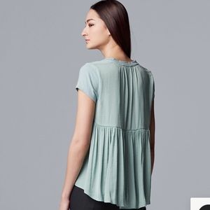 NWT Vera Wang Mixed Media shirred tee
